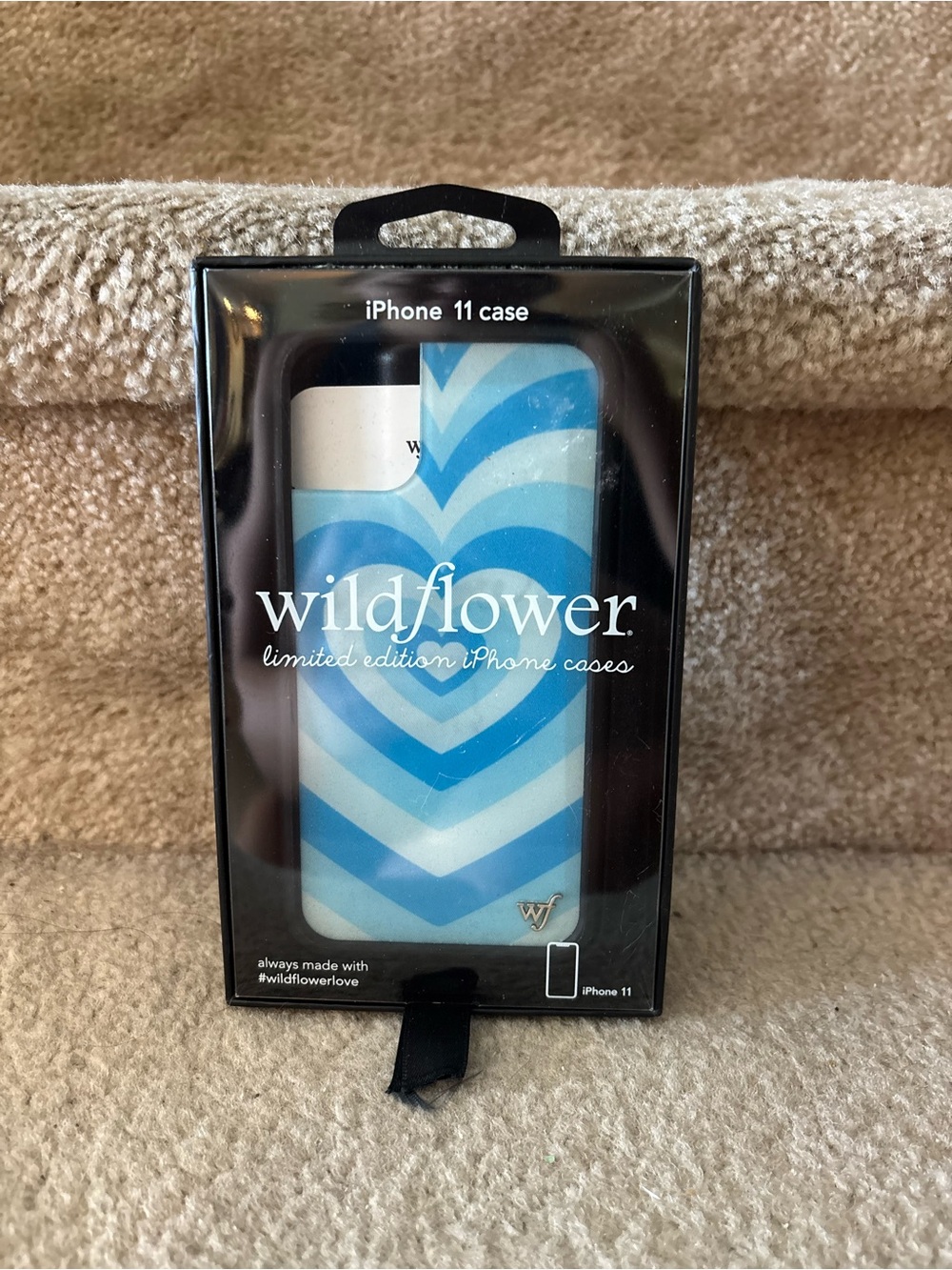 Wildflowers Blue Chevron Heart iPhone 11 Case